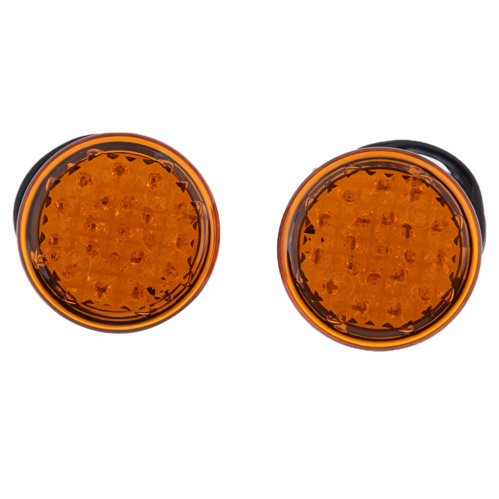 Universal 2pcs Round Turn Signal Amber LED Light Orange Lens for Harley Softail