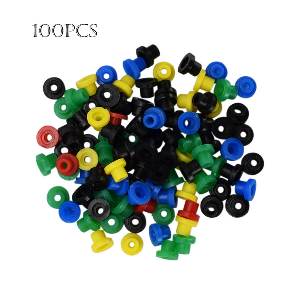 Tattoo Machine Parts - 100 Tattoo Silicone O-rings, 100 Rubber Bands, 100 Multi-Colored Tattoo Grommets, 5 Cleaning Brushes