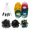 Tattoo Machine Parts - 100 Tattoo Silicone O-rings, 100 Rubber Bands, 100 Multi-Colored Tattoo Grommets, 5 Cleaning Brushes