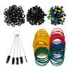 Tattoo Machine Parts - 100 Tattoo Silicone O-rings, 100 Rubber Bands, 100 Multi-Colored Tattoo Grommets, 5 Cleaning Brushes