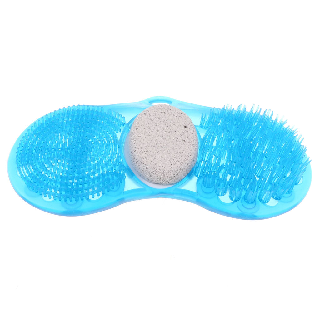 Shower Back Scrubber Massager & Foot Exfoliating Cleaner Tool Set For Men Women - Blue