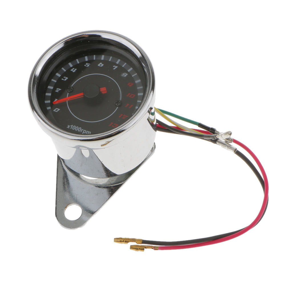 Universal Silver Metal Motorcycle Tachometer Gauge 0-13000 RPM