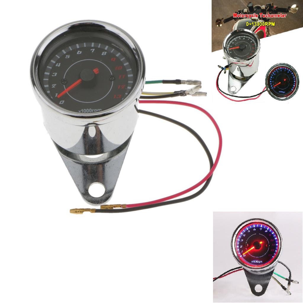 Universal Silver Metal Motorcycle Tachometer Gauge 0-13000 RPM