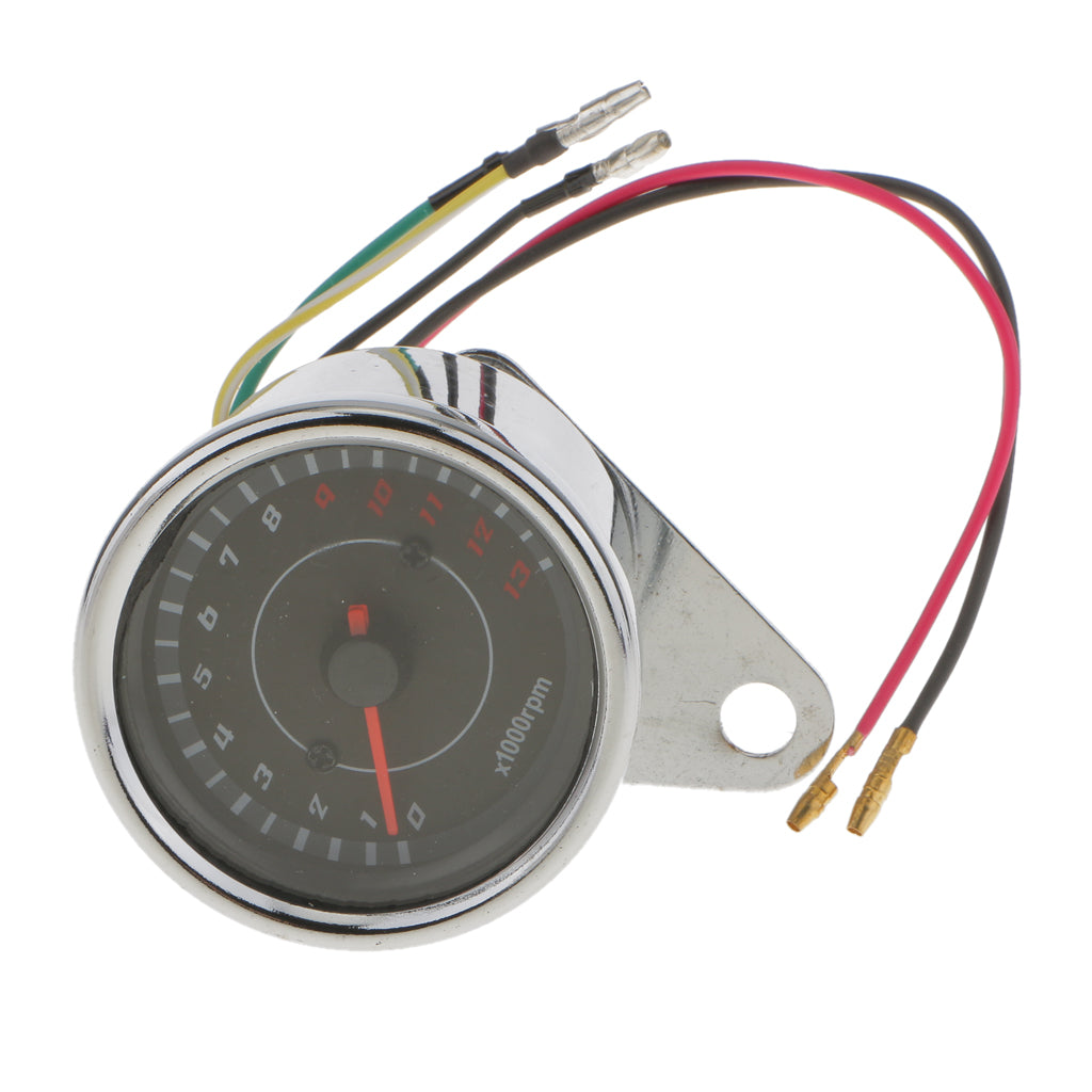 Universal Silver Metal Motorcycle Tachometer Gauge 0-13000 RPM