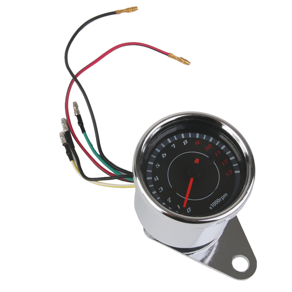 Universal Silver Metal Motorcycle Tachometer Gauge 0-13000 RPM