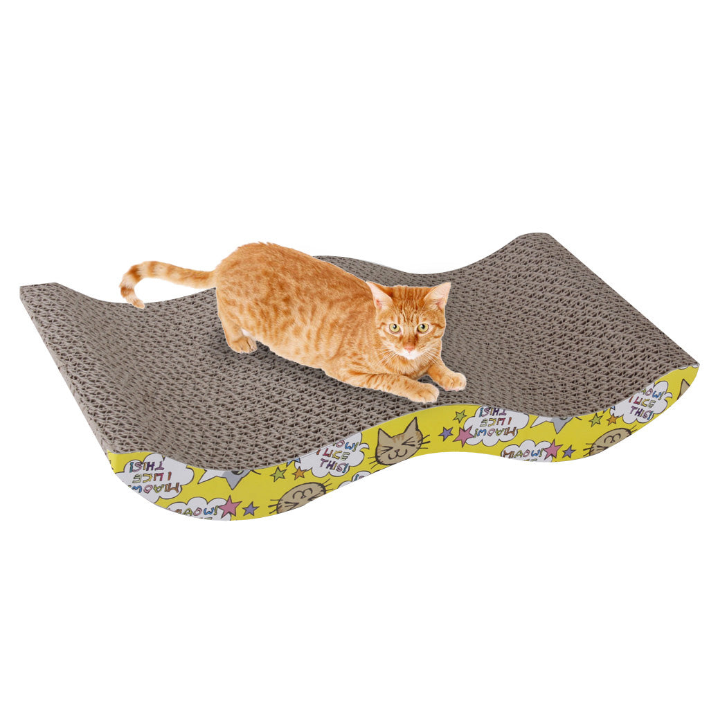 M-Shape Wave Corrugated Board Cat Scratcher Seize Scratch Pad Catnip Bed