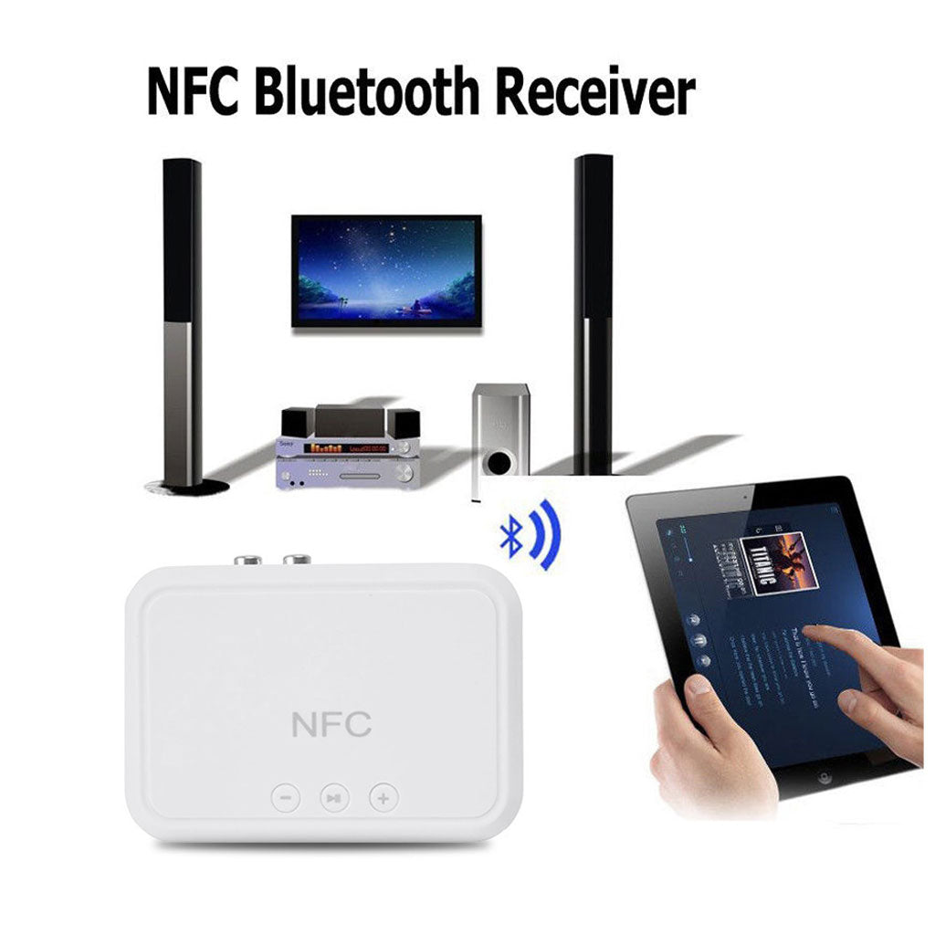 Wireless Bluetooth 4.1 3.5mm NFC Stereo Audio Music Receiver Adapter White