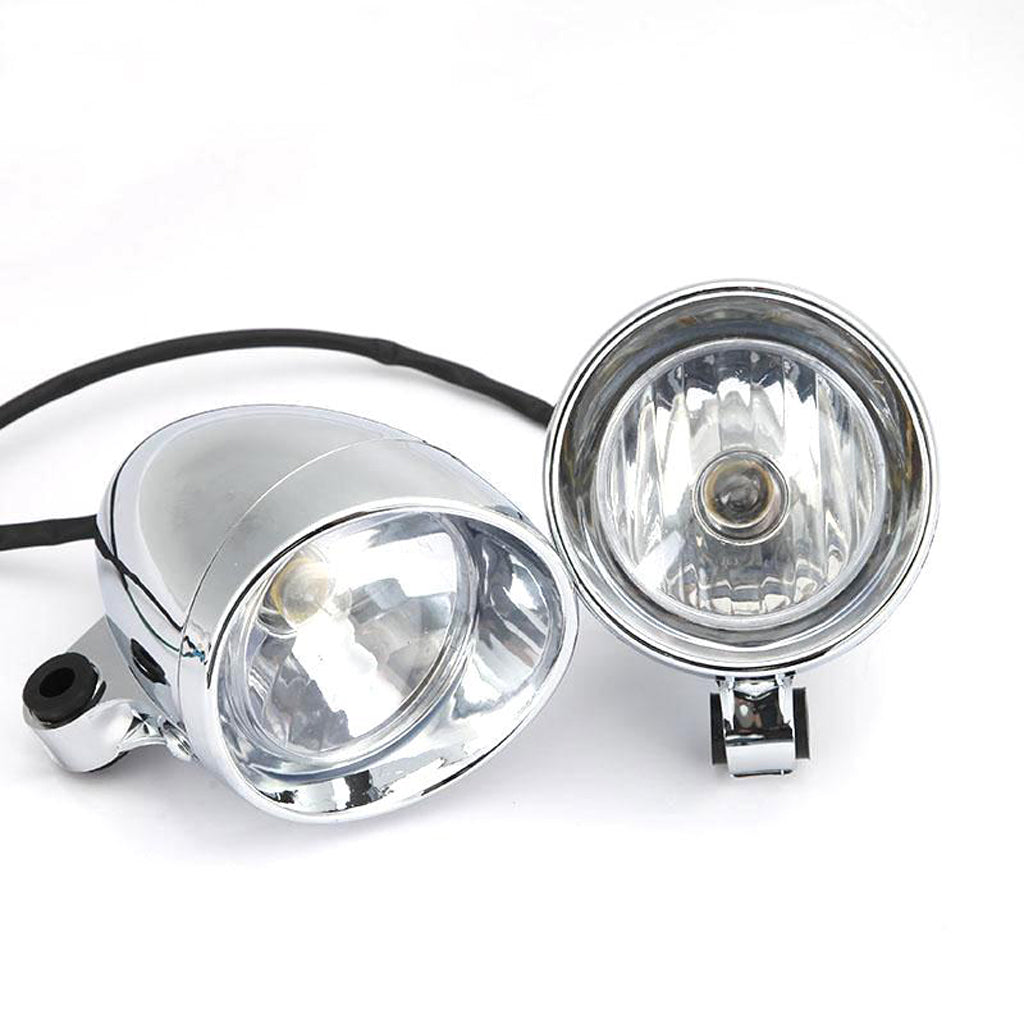 2Pcs 4" Chrome Motorcycle Bullet Front Headlight Fog Light Lamp for Harley