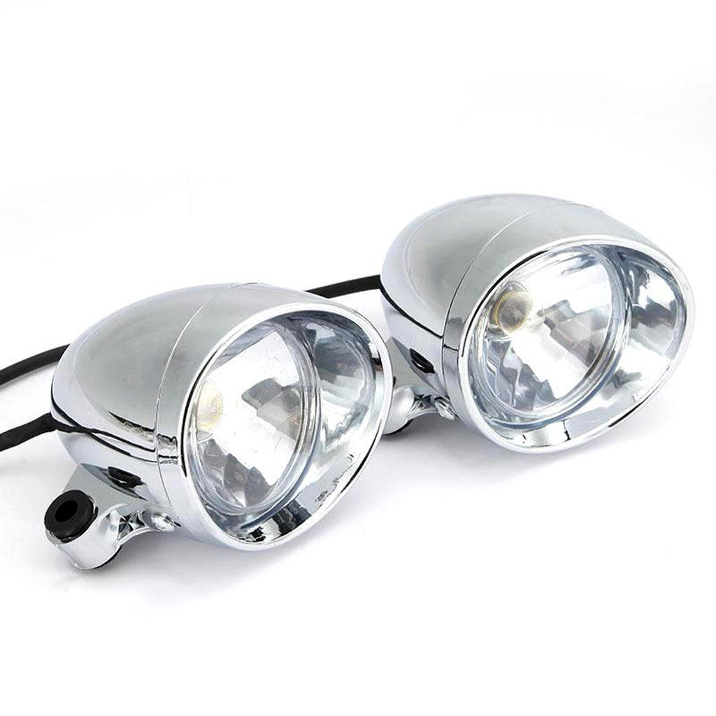 2Pcs 4" Chrome Motorcycle Bullet Front Headlight Fog Light Lamp for Harley