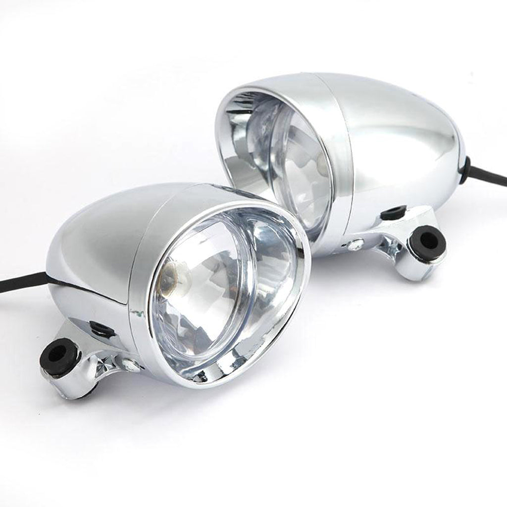 2Pcs 4" Chrome Motorcycle Bullet Front Headlight Fog Light Lamp for Harley