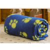 Warm Blue Fleece Blanket Pet Dog Paw Print Pattern Soft Bed Mat--M