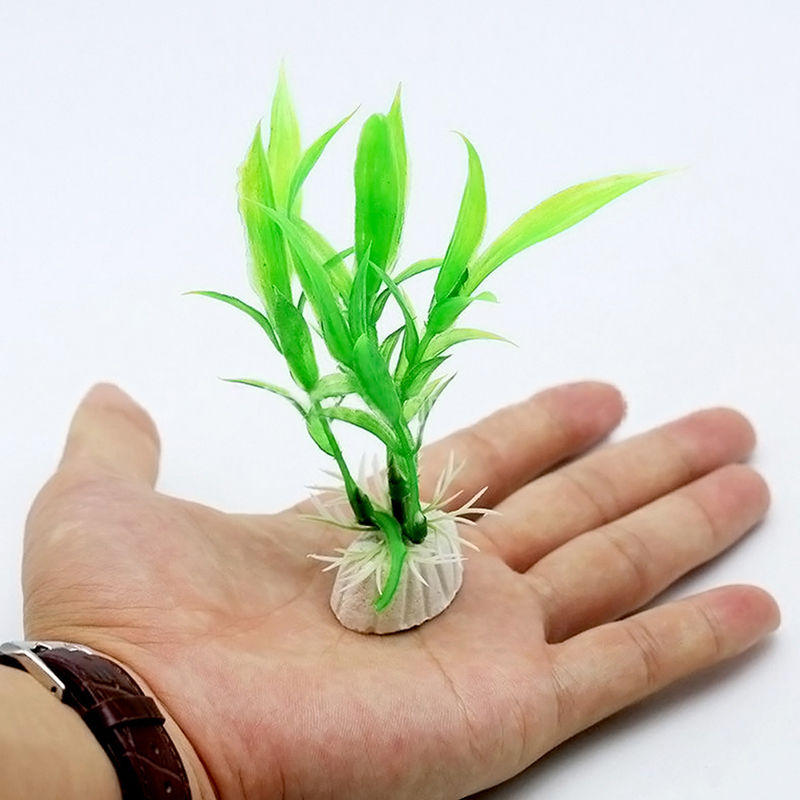 10pcs Artificial Aquatic Plant Plastic Grass Fish Tank Aquarium Decor-Green