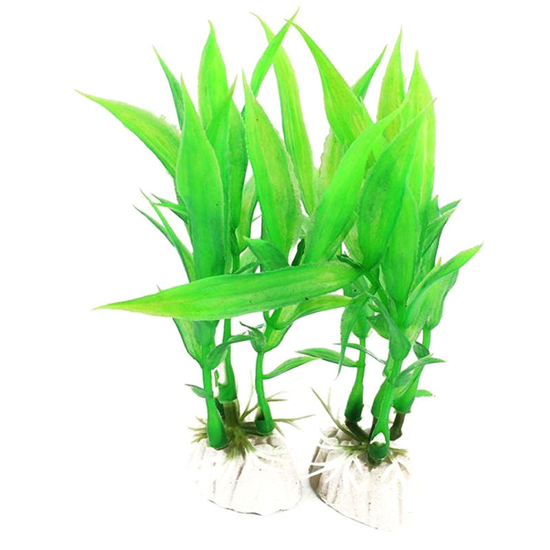 10pcs Artificial Aquatic Plant Plastic Grass Fish Tank Aquarium Decor-Green