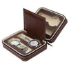 4 Slots Genuine Leather Watch Travel Case Collector Storage Zipper Box Brown