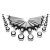 36 Pieces Ear Gauges Stretching Kit Plug Taper 14G-00G Expander Silver