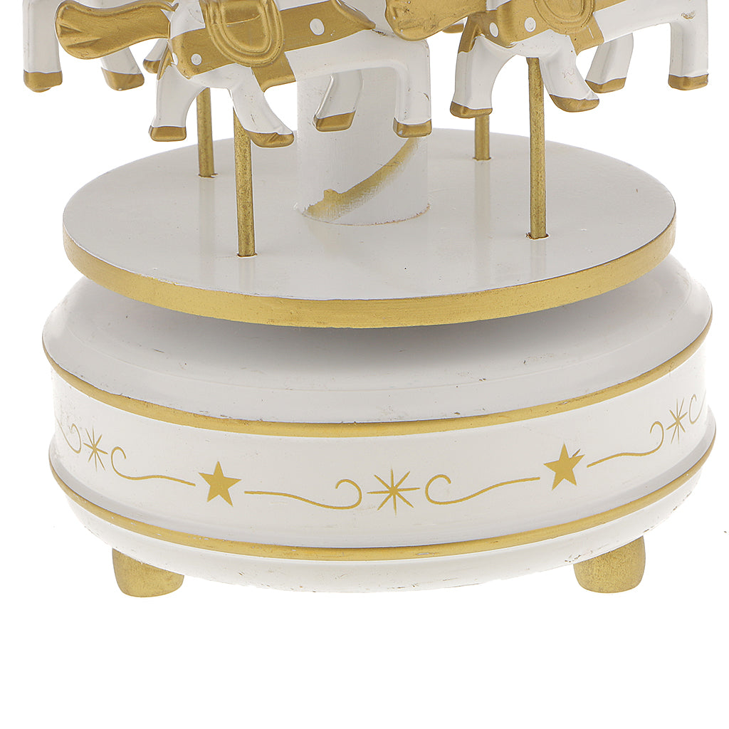 Rotating Carousel Horse Music Box Kid Musical Toy White and Golden