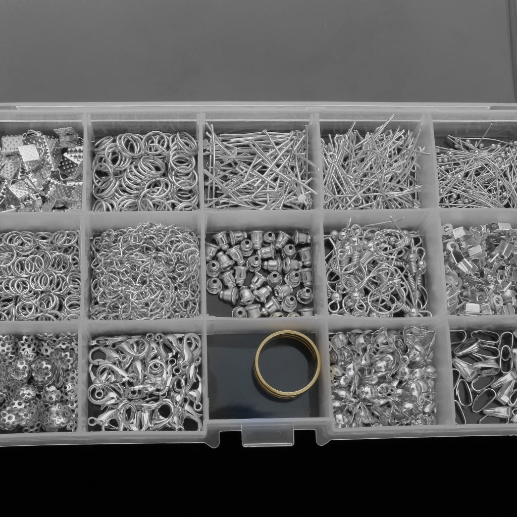 Jewelry Making Starter Kit Tool Findings Components Storage Box Grey