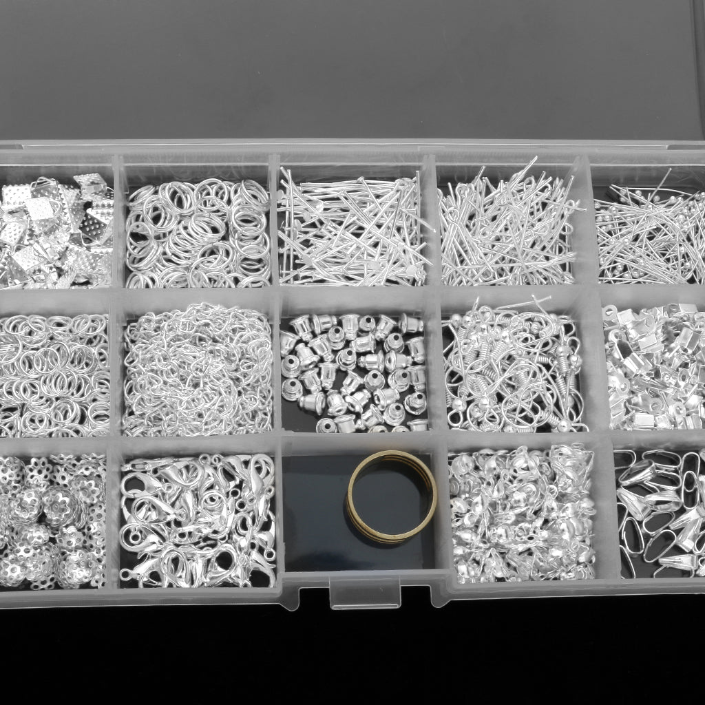 Jewelry Making Starter Kit Tool Findings Components Storage Box Silver