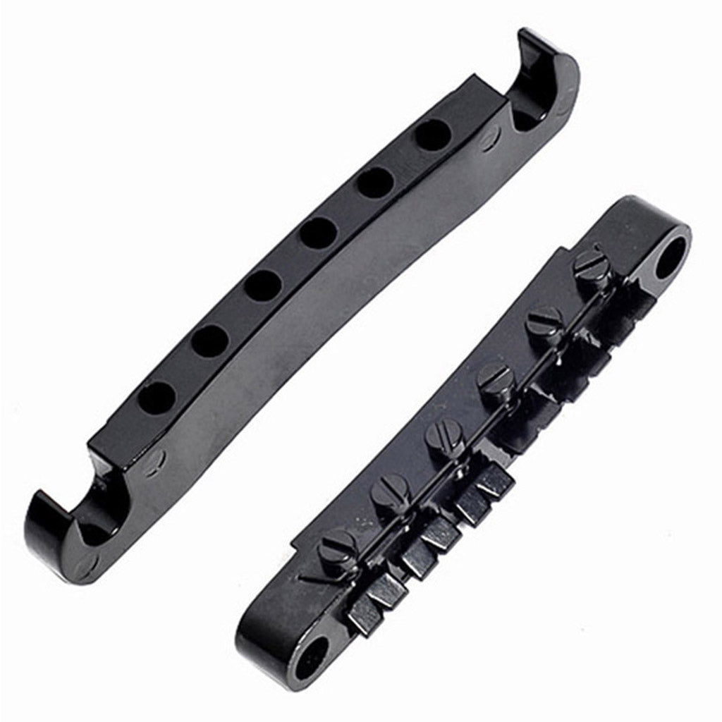 Electric Guitar Saddle Bridge Tune-O-Matic Set Studs For 6-String LP Black