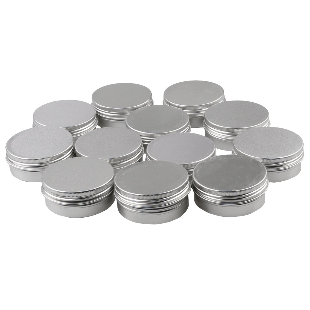 lot 12 Aluminum Round Screw Lid Cosmetic Lip Balm Tins Container 60g (2oz)