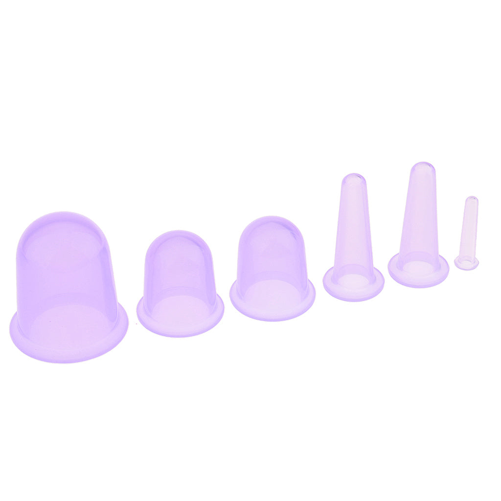 6 Piece Silicone Anti Cellulite Massage Vacuum Cupping Body Facial Cup Purple