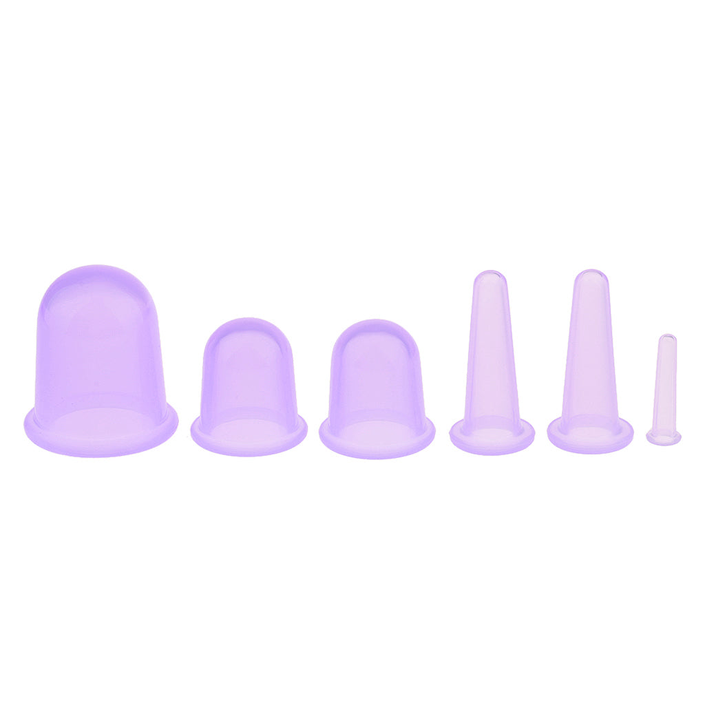 6 Piece Silicone Anti Cellulite Massage Vacuum Cupping Body Facial Cup Purple