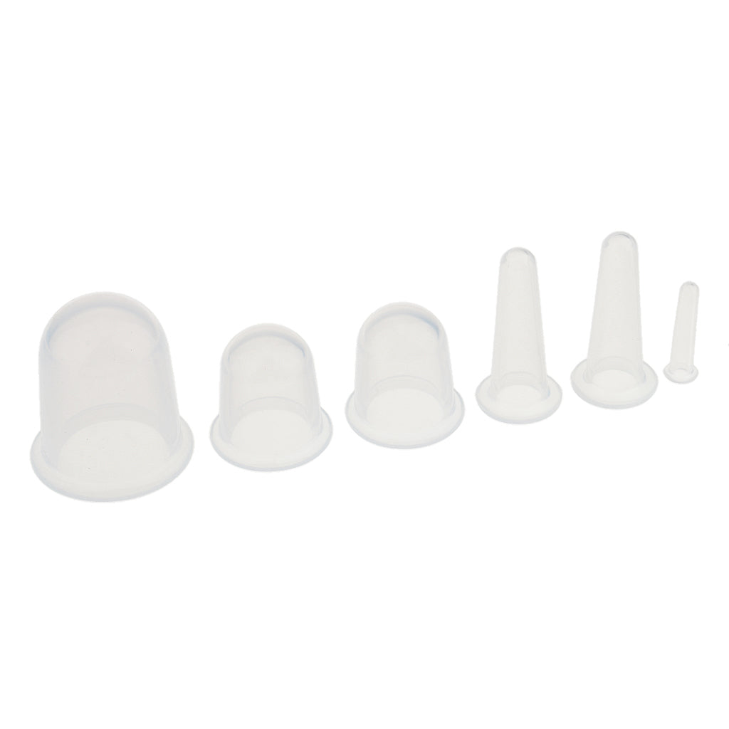 6 Piece Silicone Anti Cellulite Massage Vacuum Cupping Body Facial Cup Clear