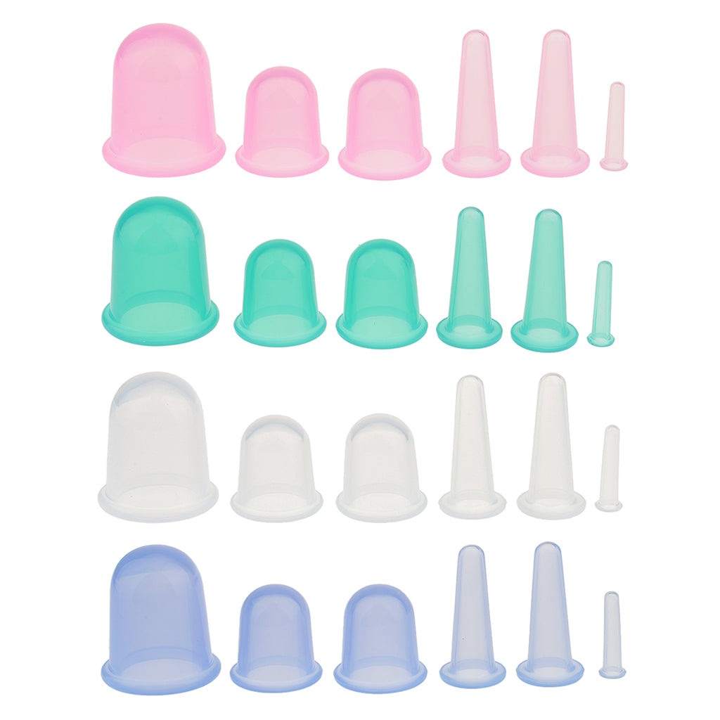 6 Piece Silicone Anti Cellulite Massage Vacuum Cupping Body Facial Cup Blue