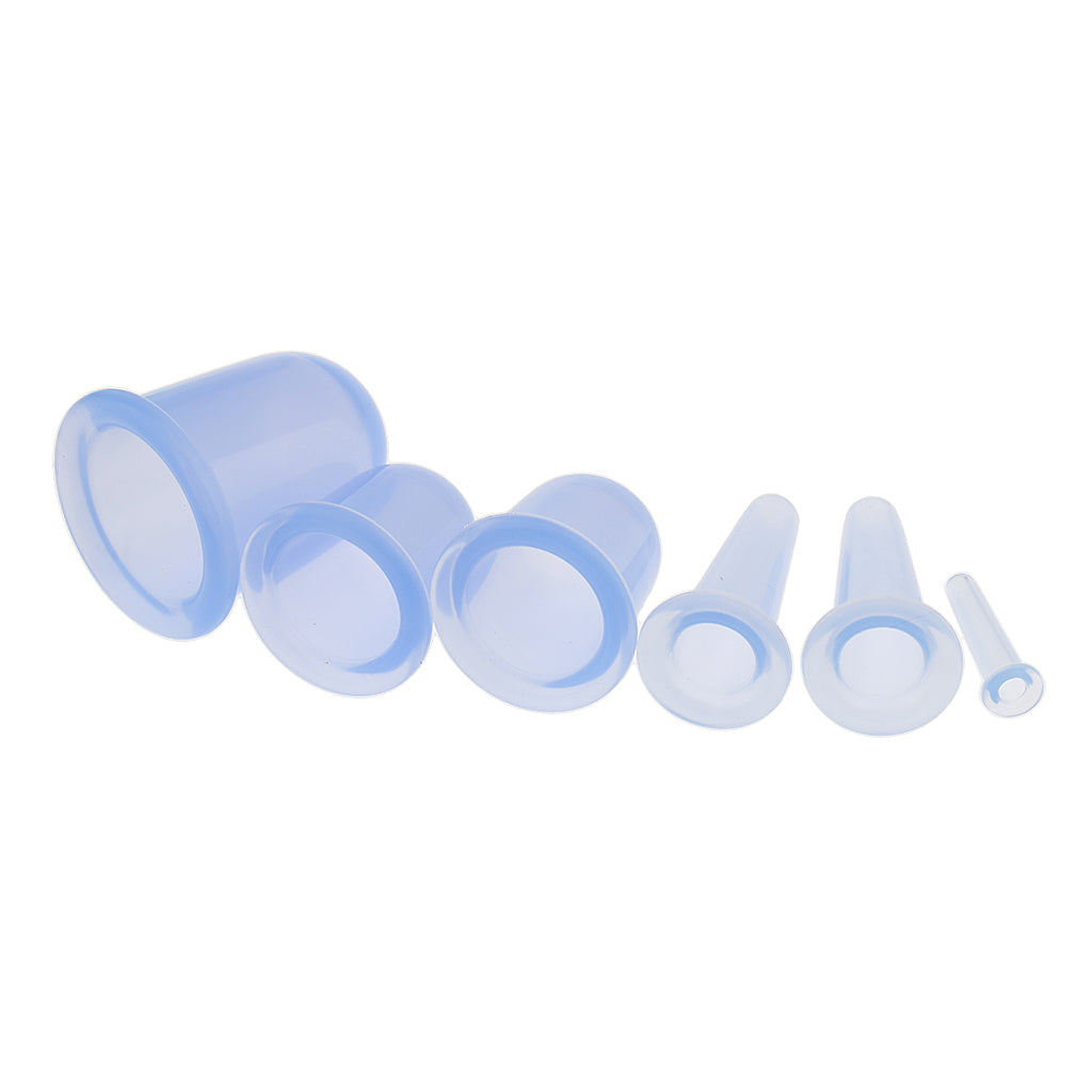 6 Piece Silicone Anti Cellulite Massage Vacuum Cupping Body Facial Cup Blue