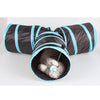 Foldable Kitty Three-way Tent Cat Tunnel Pet Tube Toy for Kitten Fun Blue