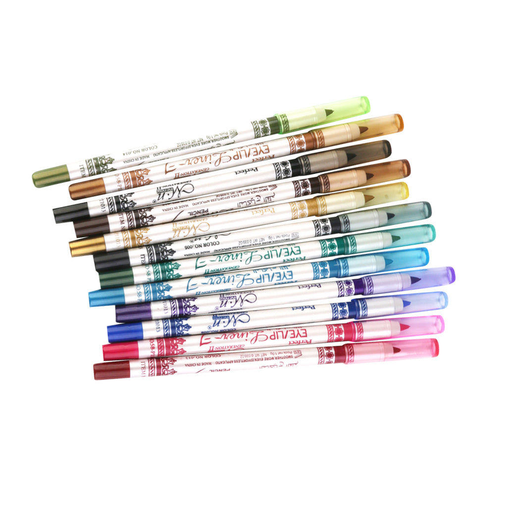 12 Colors Waterproof Eye Liner Eyeliner Pencil Eye Cosmetic Makeup Set