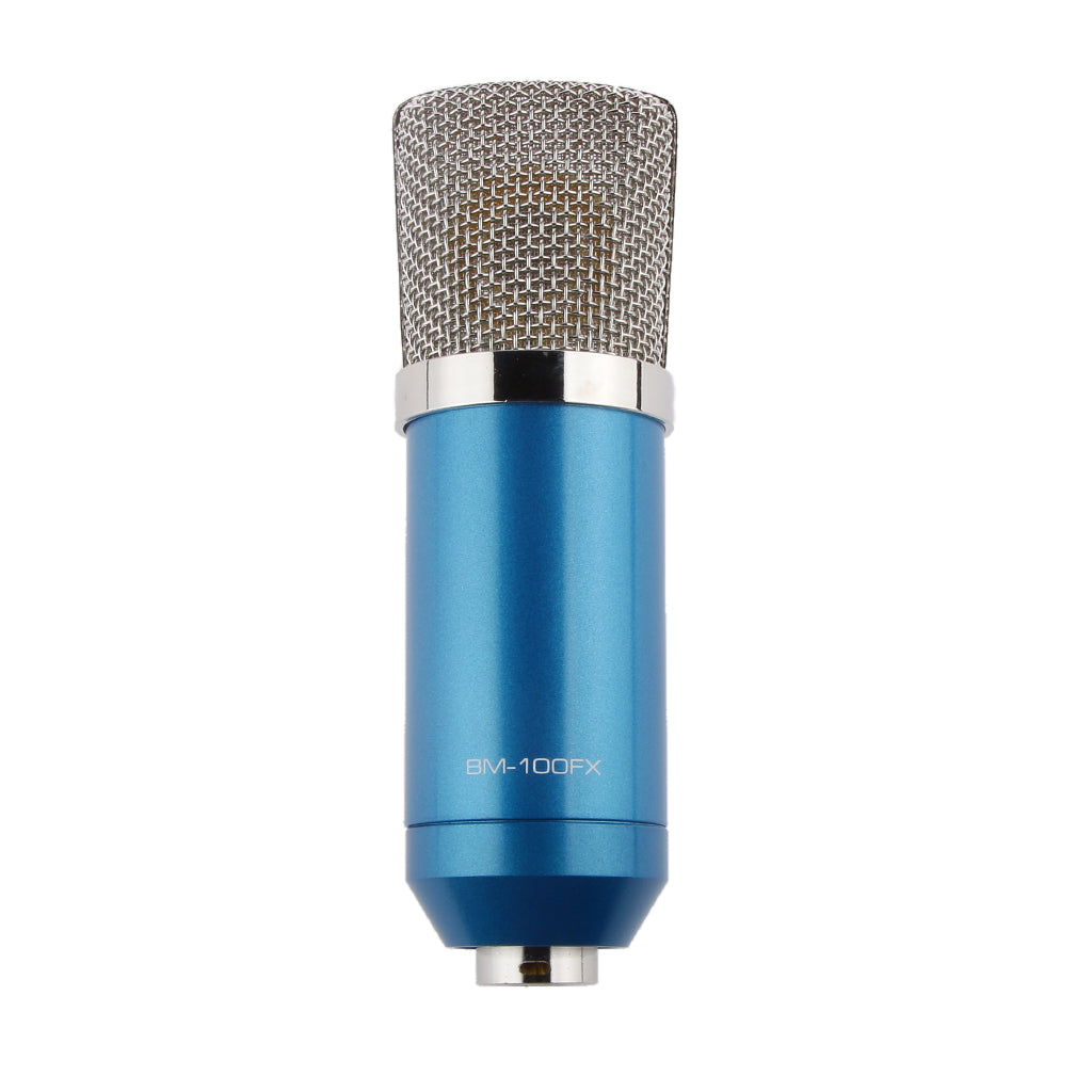 Computer Condenser Microphone PC Recording Mic w/ Stand Blue Silver