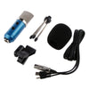 Computer Condenser Microphone PC Recording Mic w/ Stand Blue Silver