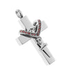 Double Cross with Crystal Stainless Steel Cremation Family Keepsake Grandma