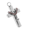 Double Cross with Crystal Stainless Steel Cremation Family Keepsake Uncle