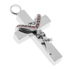 Double Cross with Crystal Stainless Steel Cremation Family Keepsake Uncle