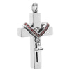 Double Cross with Crystal Stainless Steel Cremation Family Keepsake Husband