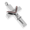 Double Cross with Crystal Stainless Steel Cremation Family Keepsake Husband