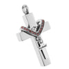 Double Cross with Crystal Stainless Steel Cremation Family Keepsake Husband