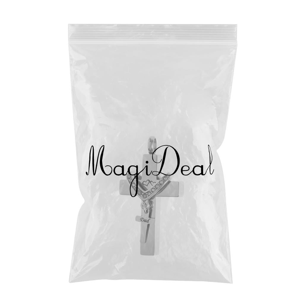 Cross Crystal Stainless Steel Urn Cremation Family Keepsake Pendant Dad