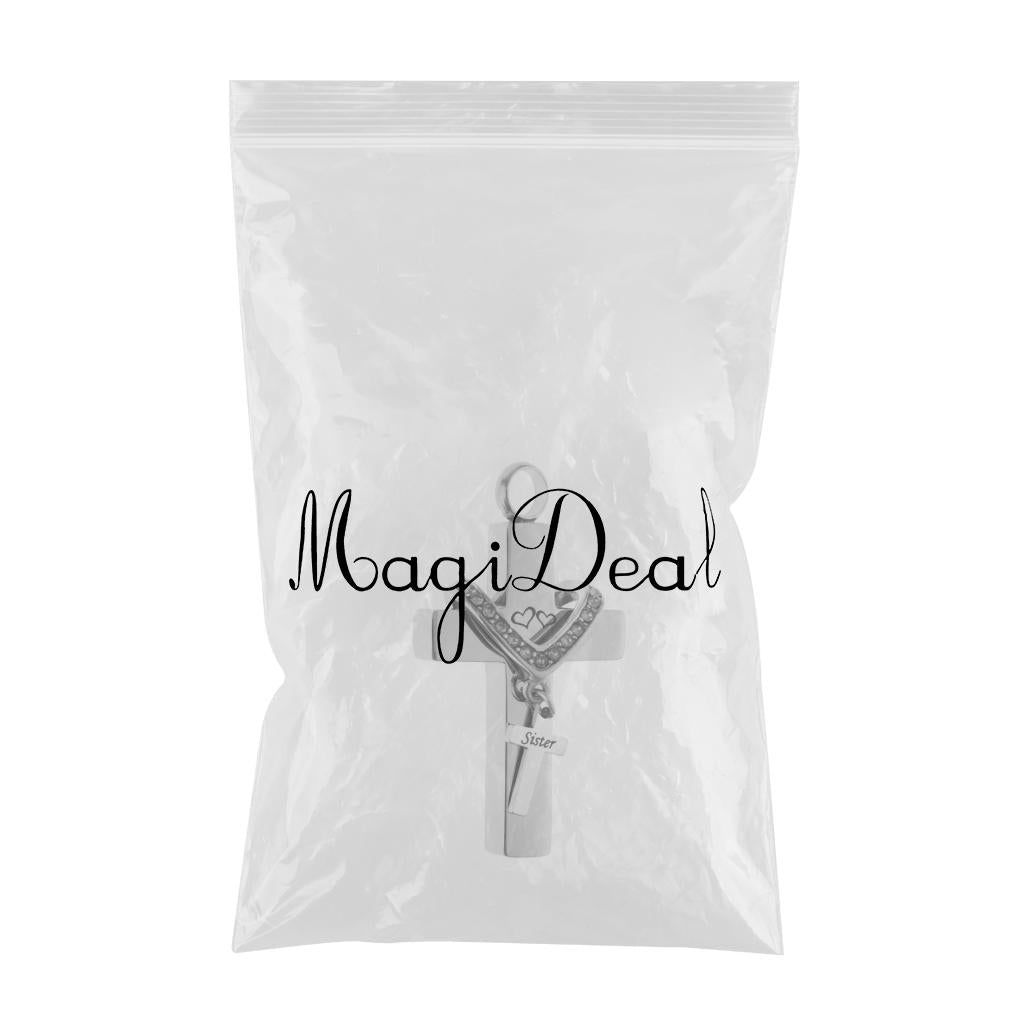 Cross Crystal Stainless Steel Urn Cremation Family Keepsake Pendant Sister