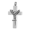 Cross Crystal Stainless Steel Urn Cremation Family Keepsake Pendant Husband