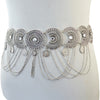 Vintage Bohemian Rhinestone Coin Tassel Wedding Gypsy Waist Belt Silver