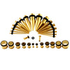 36 Pieces Ear Gauges Stretching Kit Plugs Taper 14G-00G Expanders Gold