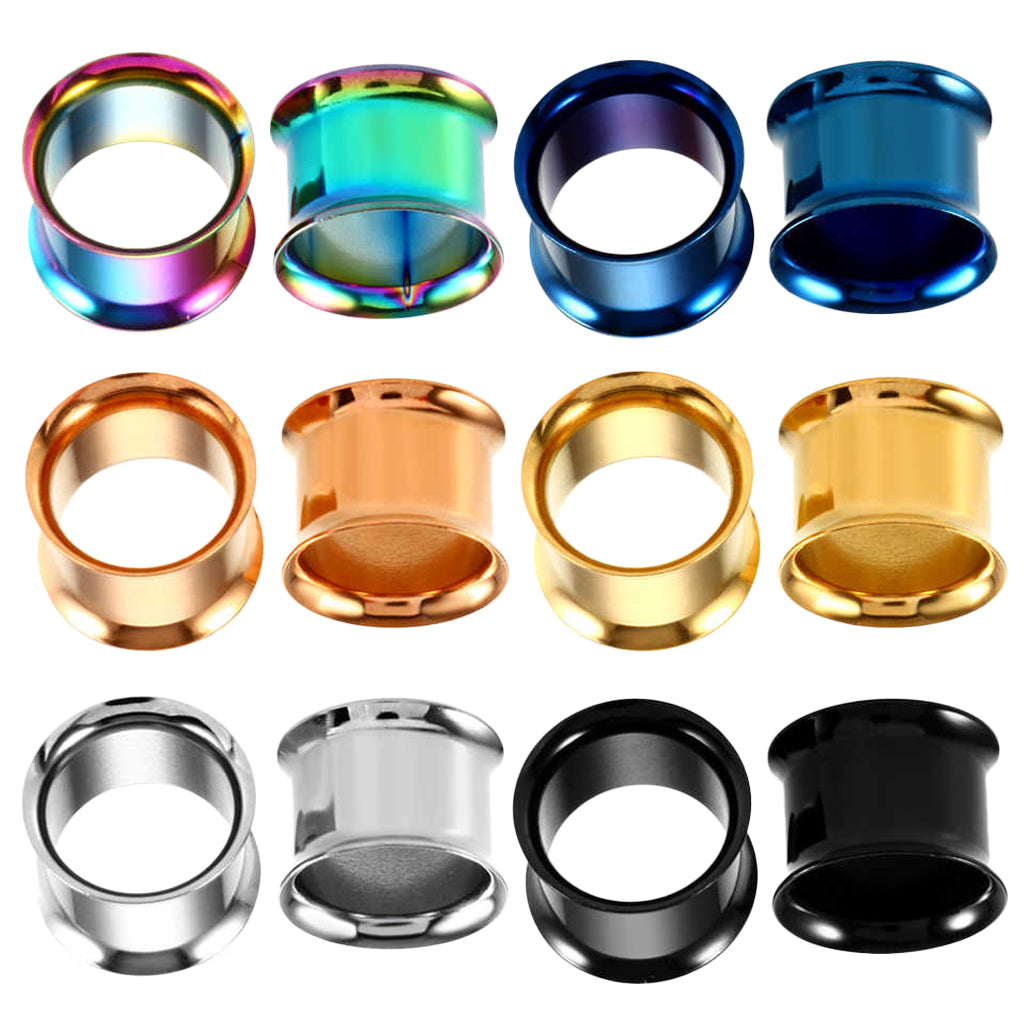 6 Pairs Stainless Steel Ear Gauges Stretching Tunnel Plugs Piercing 10mm