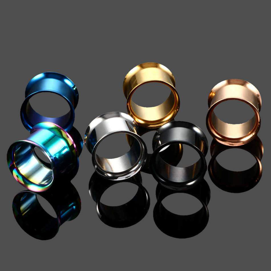 6 Pairs Stainless Steel Ear Gauges Stretching Tunnel Plugs Piercing 10mm