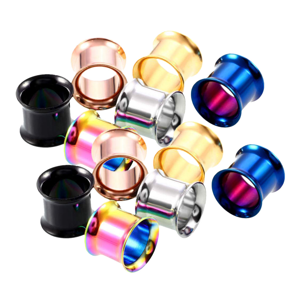 6 Pairs Stainless Steel Ear Gauges Stretching Tunnel Plugs Piercing 10mm