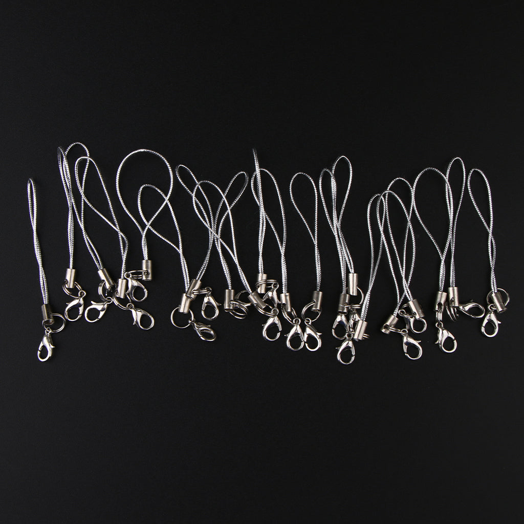 20pcs DIY Mobile Cellphone Keychain Lanyard Charms DIY Rope Silver