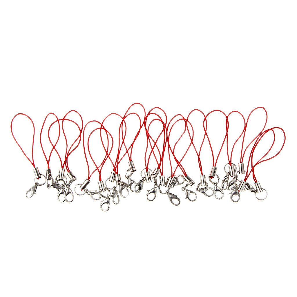 20pcs DIY Mobile Cellphone Keychain Lanyard Charms DIY Rope Red