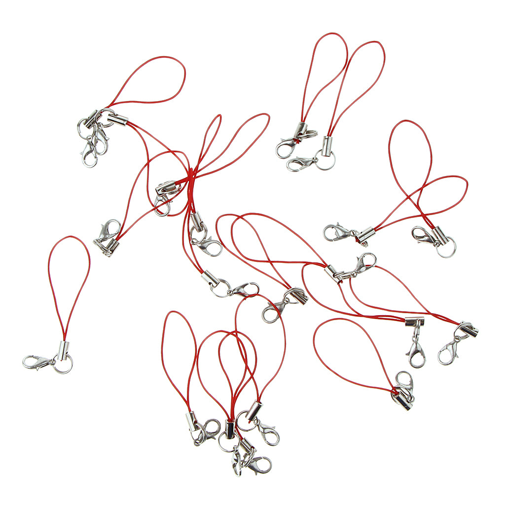 20pcs DIY Mobile Cellphone Keychain Lanyard Charms DIY Rope Red